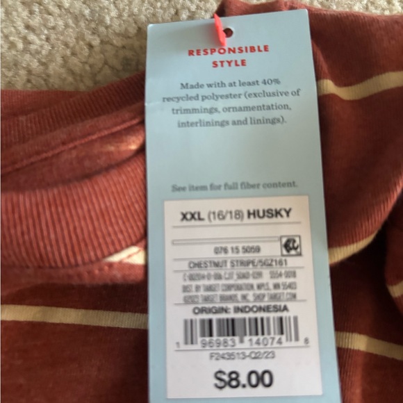 Cat & Jack Rust Striped Long Sleeve Tee - Picture 2 of 3